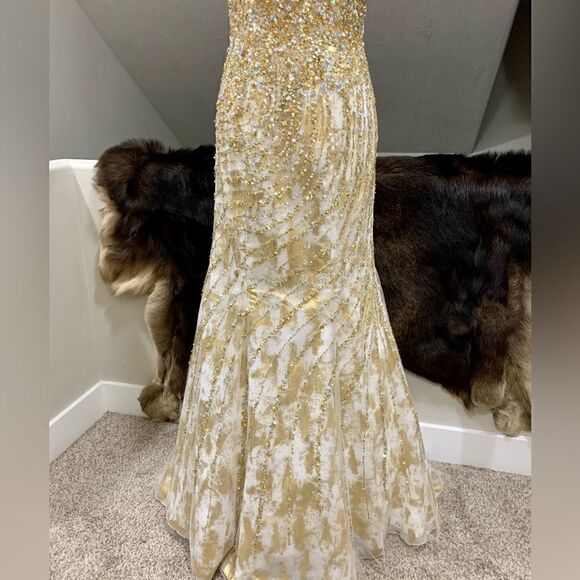 Stunning Custom Heavily Jeweled Mermaid Gown/All-over Crystal Beads & Sequins - Picture 14 of 17